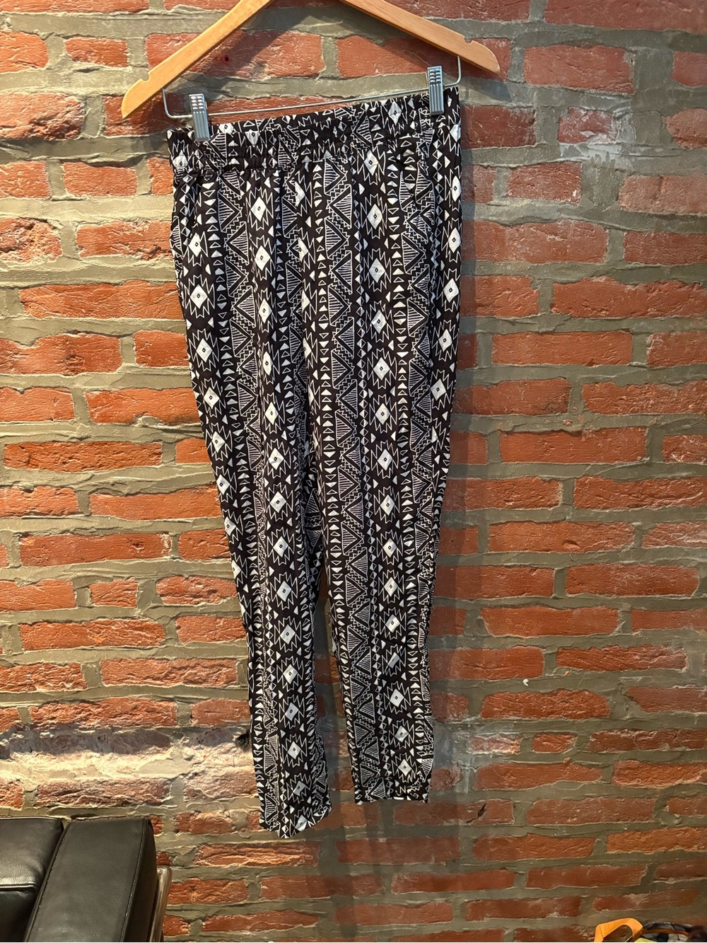 Divided Black and White Aztec Print Joggers